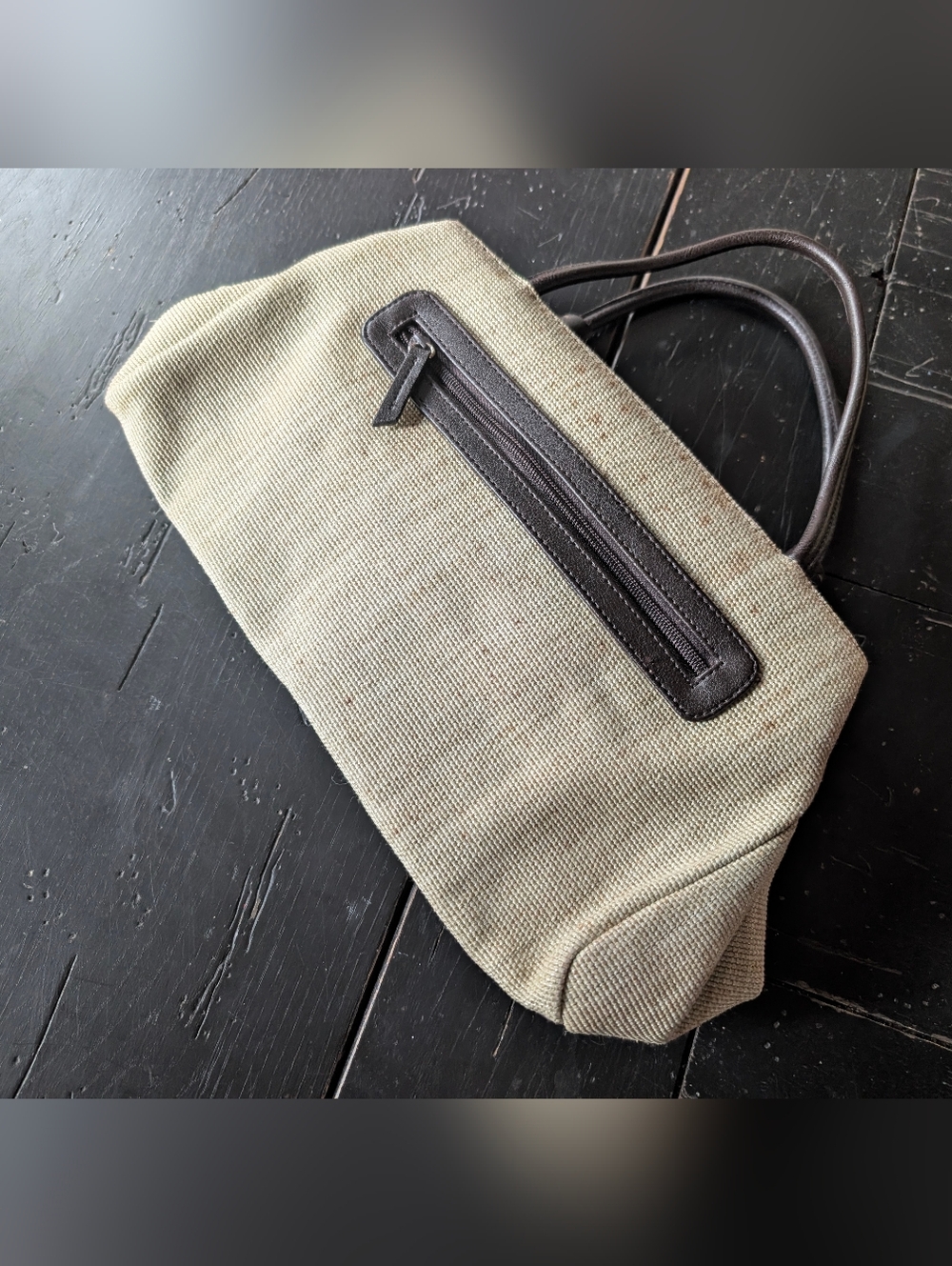 Sag Harbor Canvas and Faux Leather Tote Bag Snap Closure Resortcore Minimalist